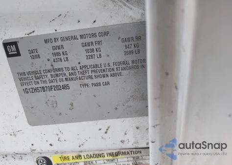 2009 Chevrolet Malibu Lt z USA, uszkodzony, nr VIN 1G1ZH57B79F202485